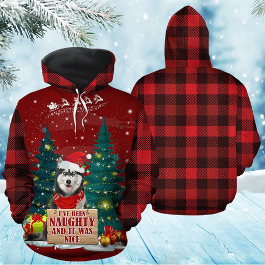FUNSTUFFPRINT 3D Siberian Husky Naughty All Over 3D Hoodie and Zip Hoodie