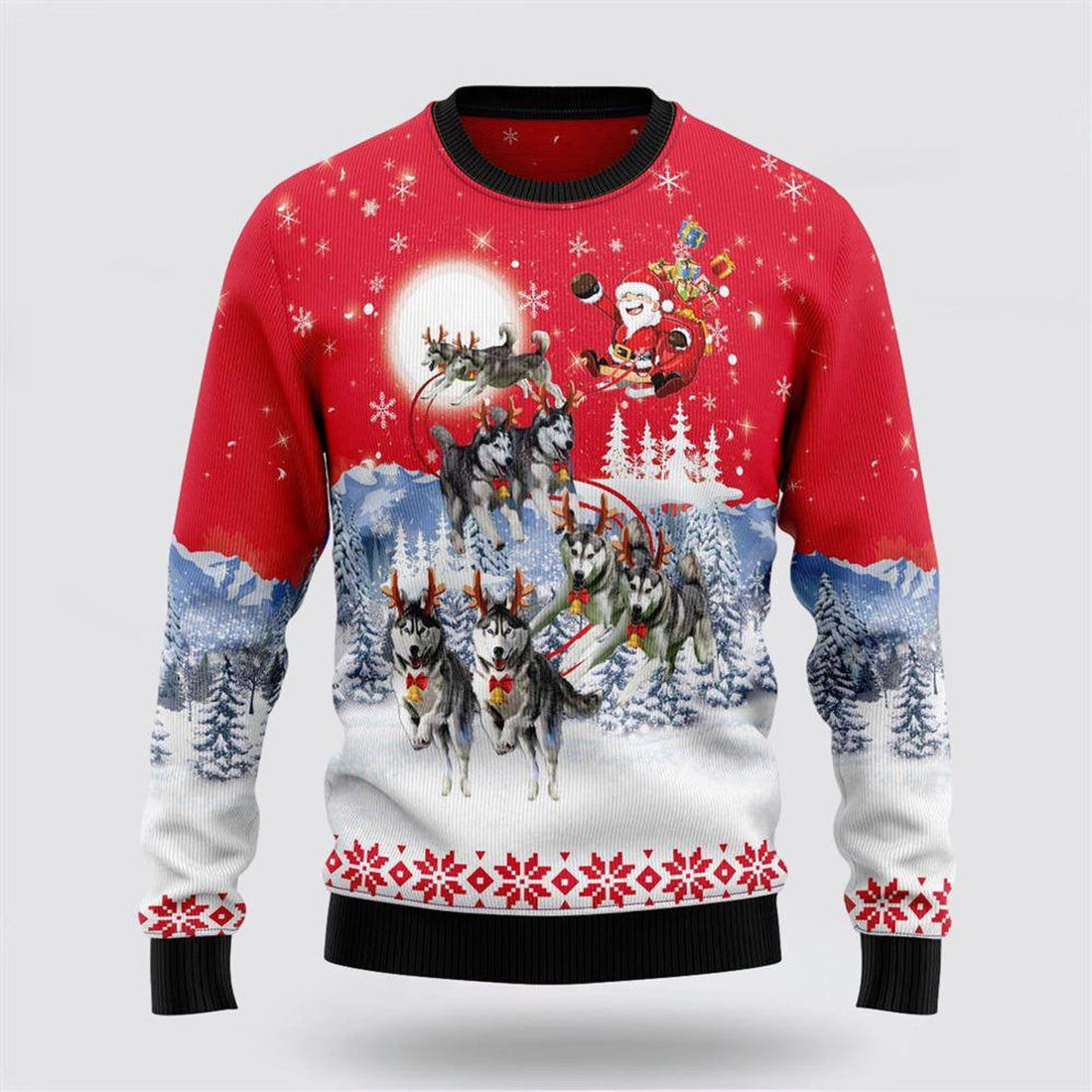 FUNSTUFFPRINT Siberian Husky Santa Claus Ugly Christmas Sweater – Christmas Gifts For Frends Ugly  Sweater