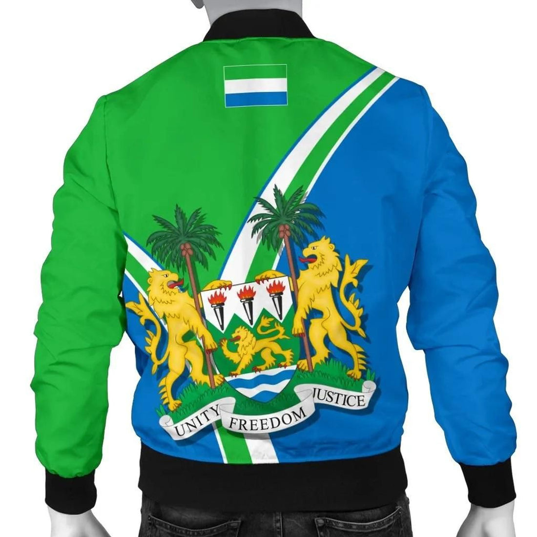 FUNSTUFFPRINT Sierra Leone Men's Bomber Jacket - Sierra Leone Pride - 3D Bomber Jacket