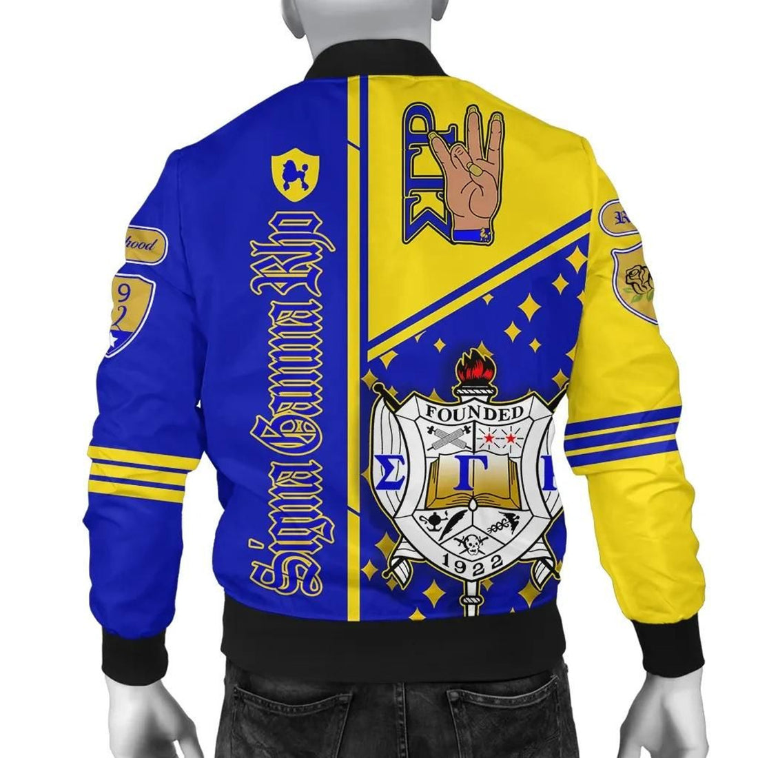 FUNSTUFFPRINT Sigma Gamma Rho Hand Sign 3D Bomber Jacket