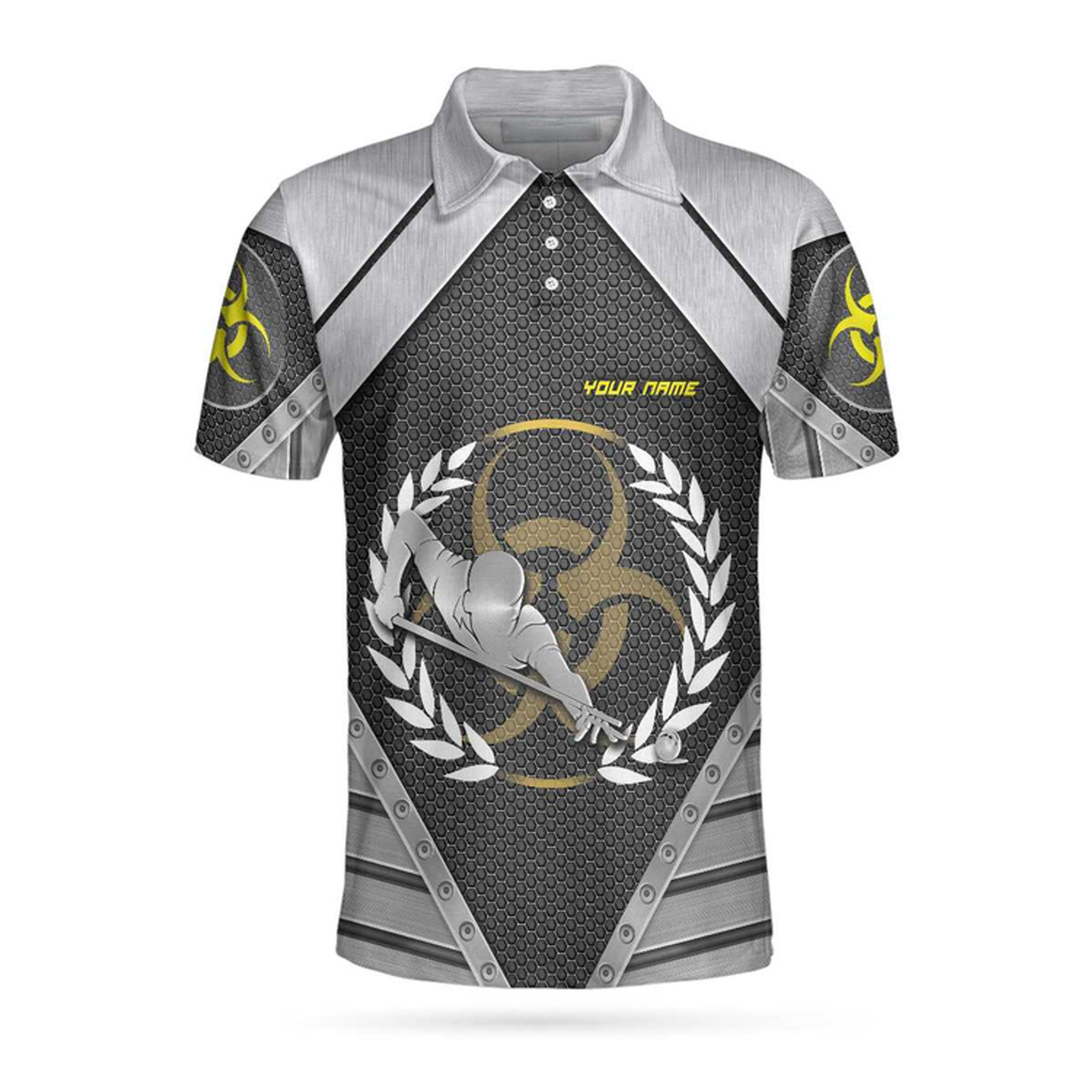 Custom 3D All Over Print Silver Billiards Custom Polo Shirt, Billiards Polo Shirt, Custom Gift For Billiards Player
