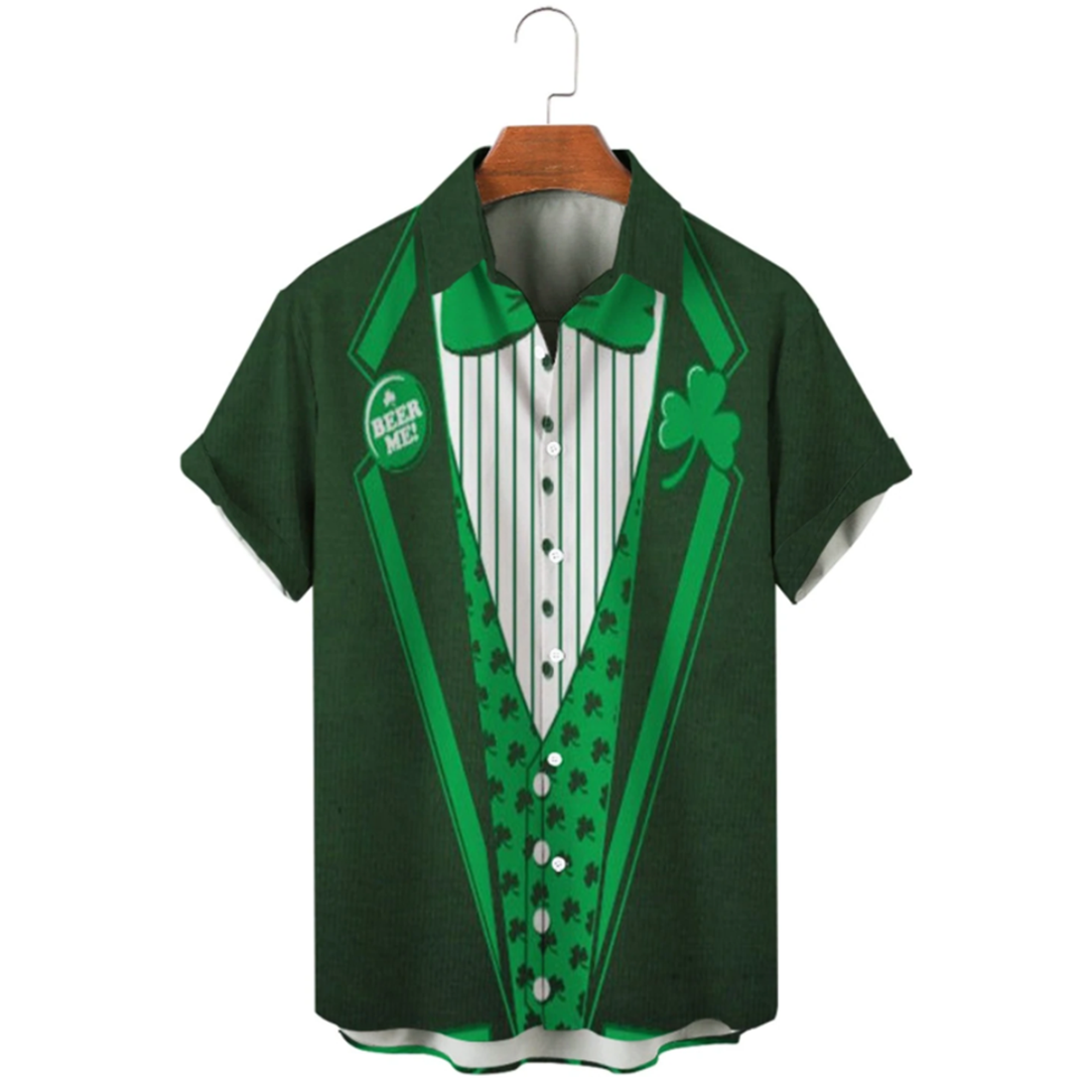 Simple St. Patrick's Hawaiian Shirt, St. Patrick's Day 3d Shirt, Shamrock Hawaiian Shirt