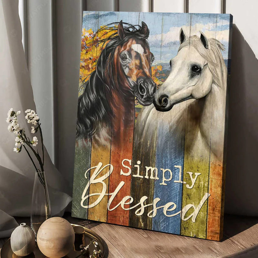 Simply Blessed, Horse Lover, Horse Couple Poster and Canvas