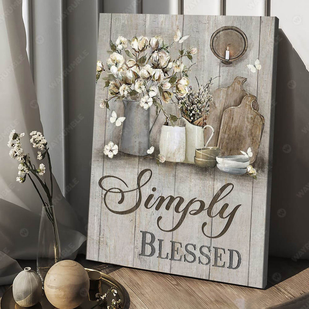 Simply Blessed, Poster Decor, Flower Lover Poster and Canvas