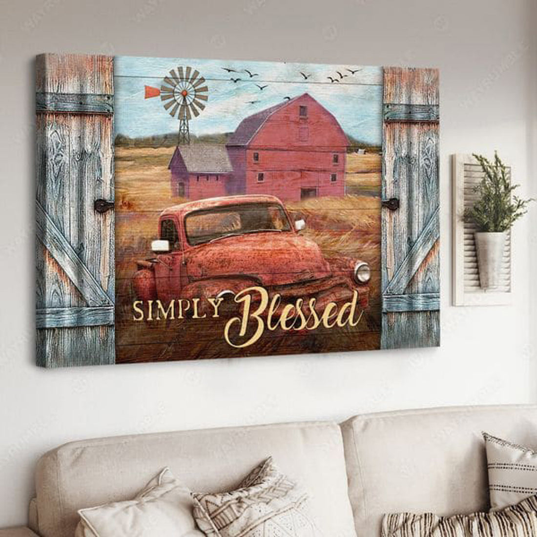 Simply Blesses, Farm Truck, Farmer Poster, Wall Decor Poster and Canvas