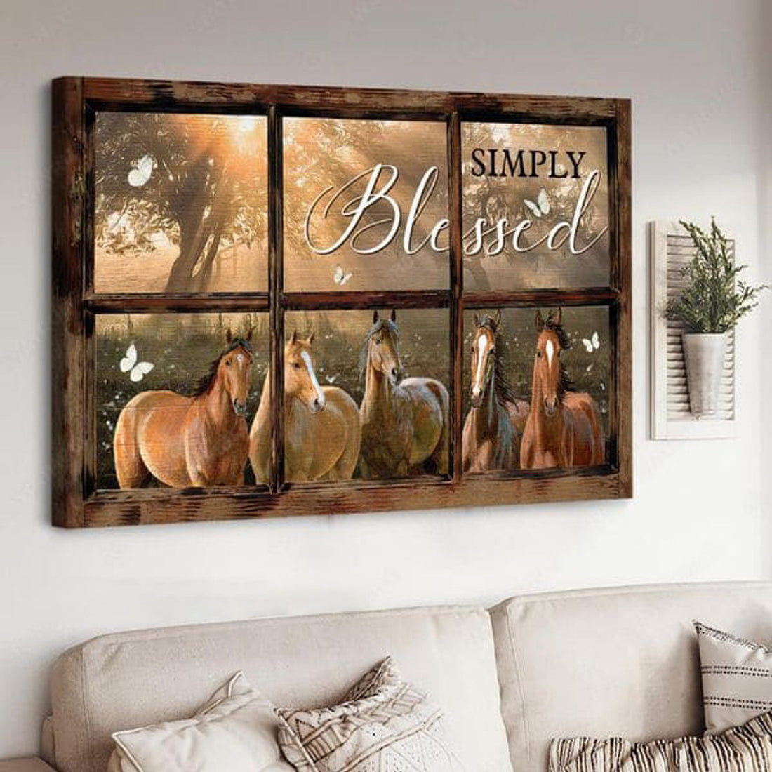 Simply Blesssed, Horse Poster, Window Decor Poster and Canvas