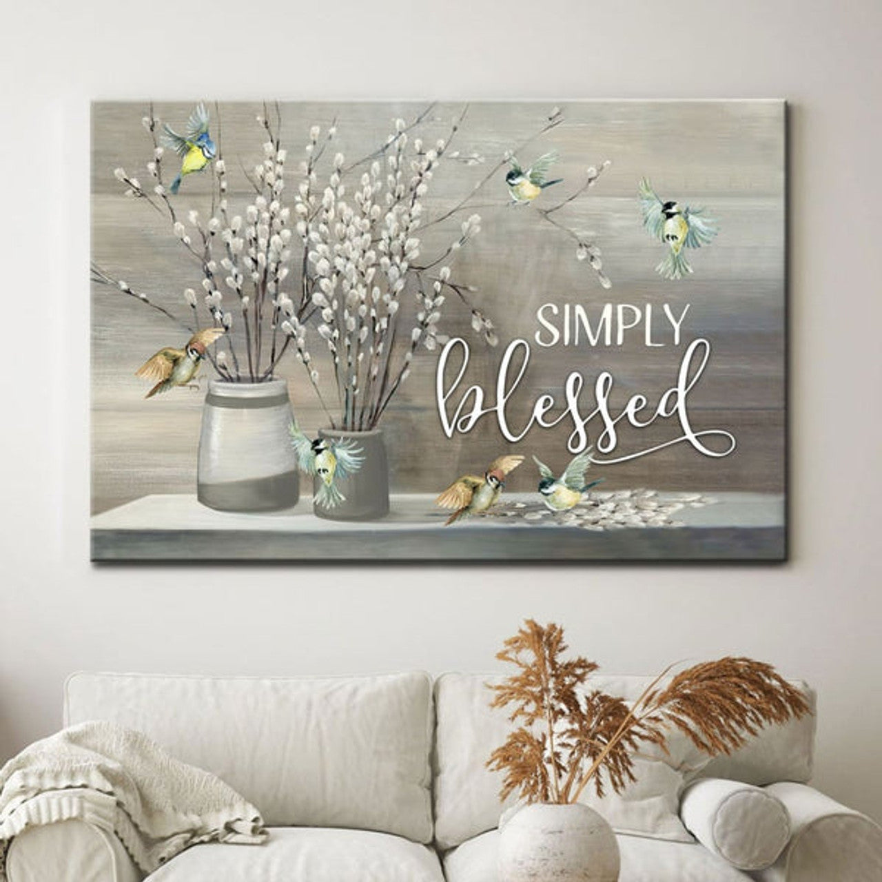 Simply Blessed Wall Art Canvas - Christian Wall Art - Religious Wall Decor