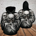 FUNSTUFFPRINT Skull 3D All Over Hoodie See No Evil Hear No Evil Speak No Evil 3D Hoodie and Zip Hoodie