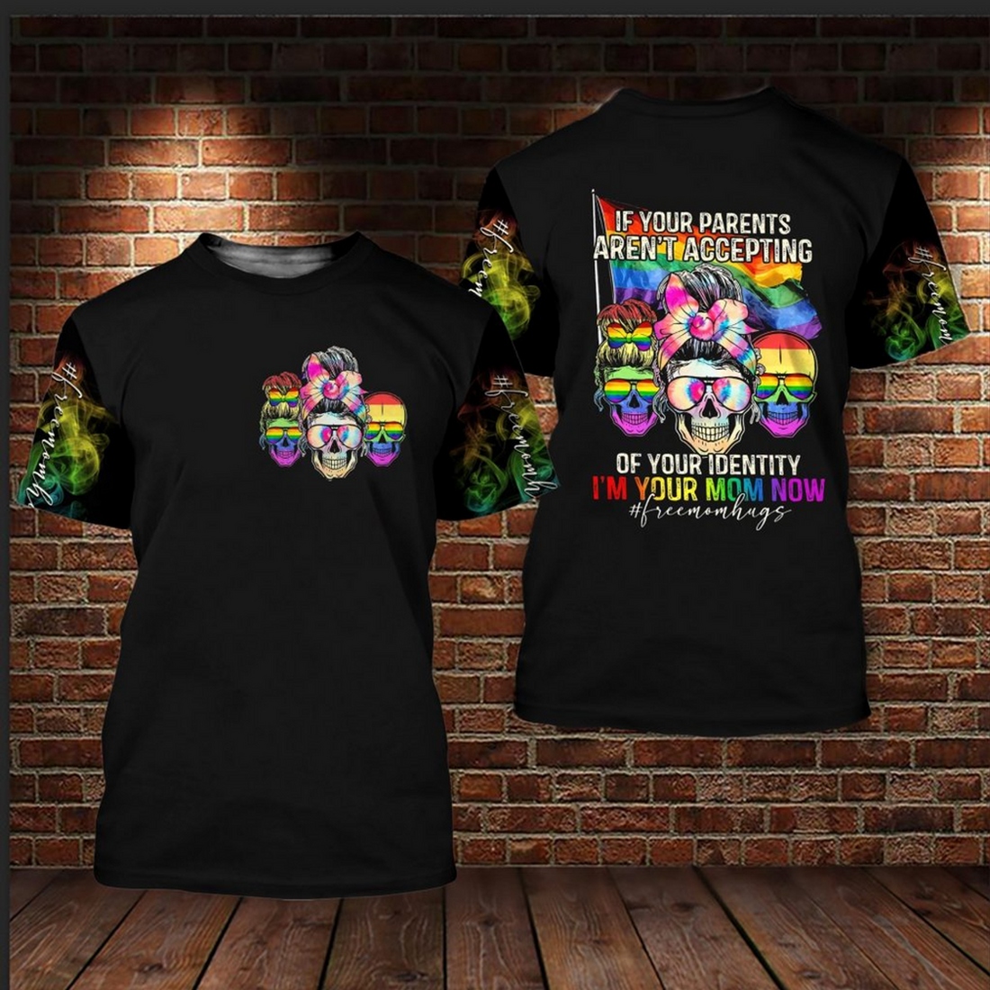 FUNSTUFFPRINT Skull LGBT 3D T-Shirt For Pride Month, Lesbian Skull Shirt, Pansexual Pride Skull Shirt 3D T-shirt