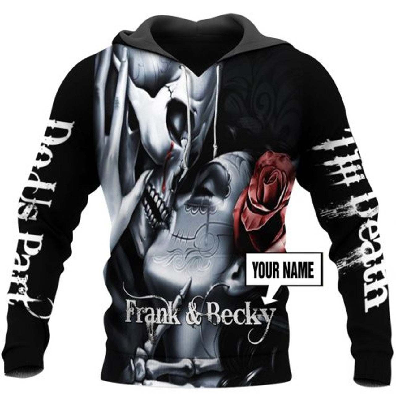 FUNSTUFFPRINT Personalized Skull 3D All Over Hoodie Til Death Do Us Part 3D Hoodie and Zip Hoodie