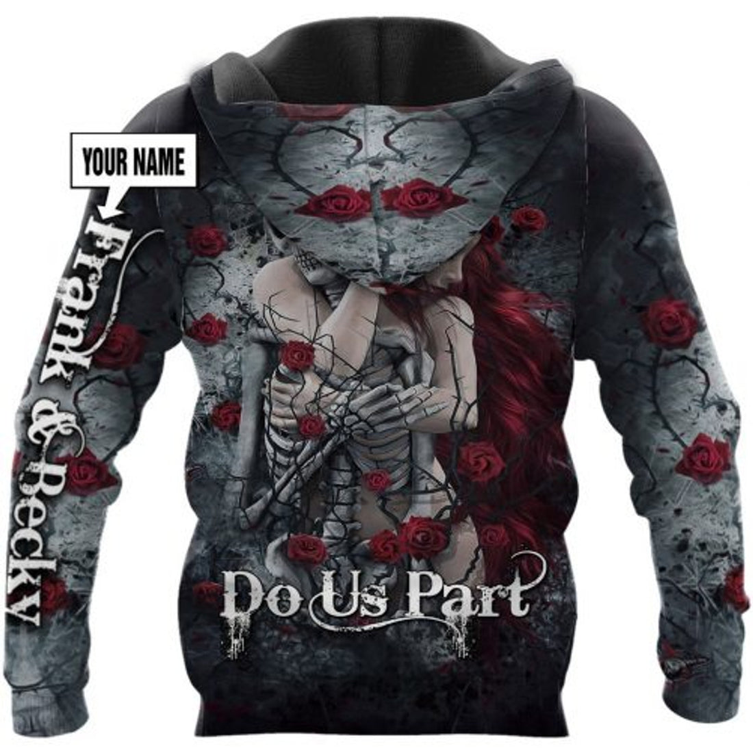 FUNSTUFFPRINT Personalized Skull Rose 3D All Over Hoodie Til Death Do Us Part 3D Hoodie and Zip Hoodie