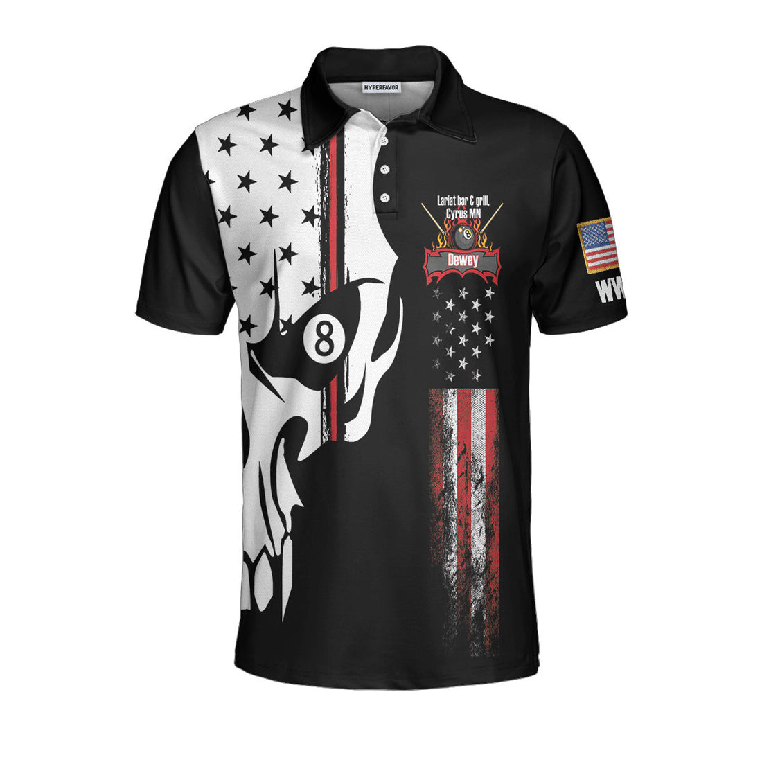 Custom Personalized Dewey Skull Billiards Pool Polo Shirt, Custom Polo Shirt For Men, Best Gift For Men, Gift For Billiards Lovers