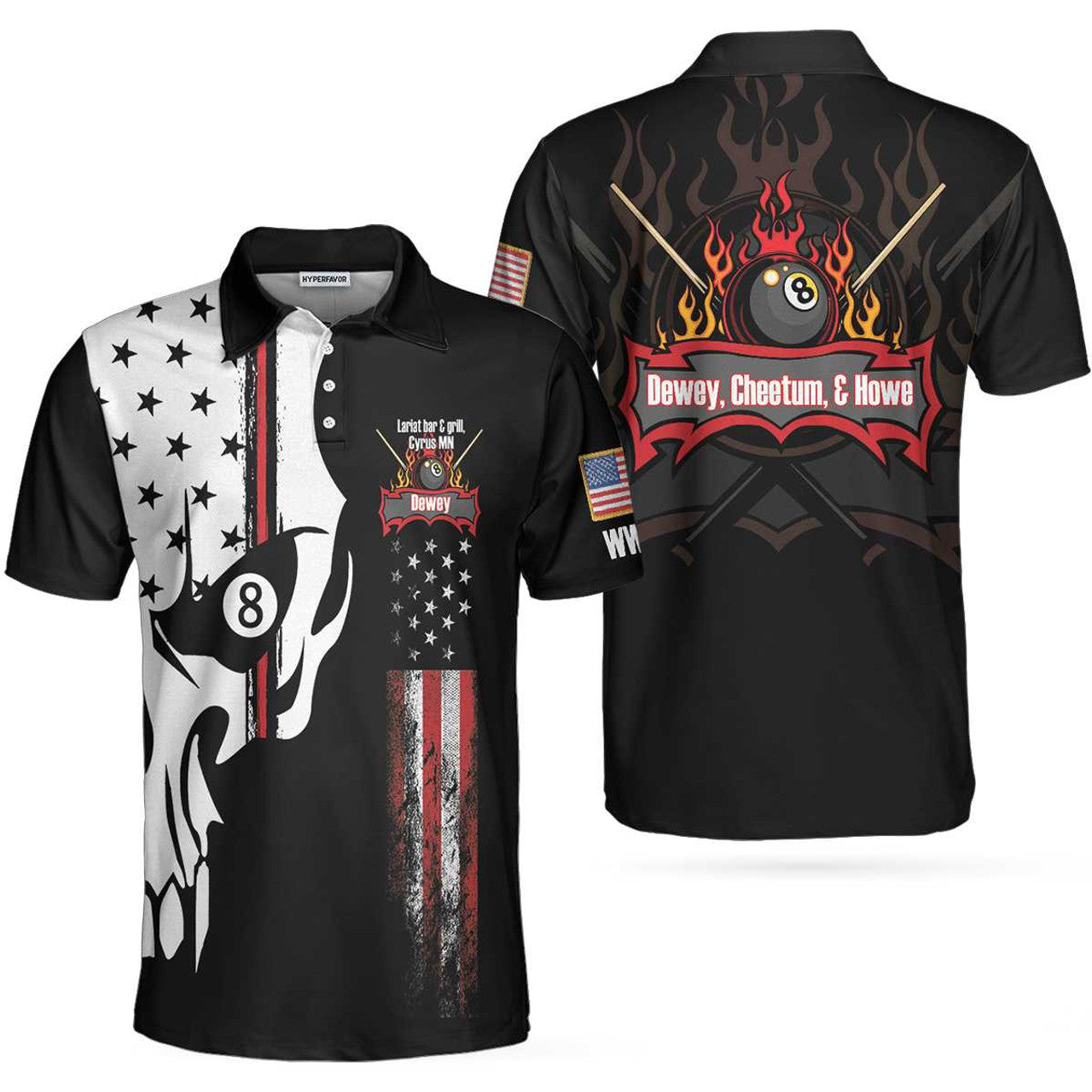 Custom Personalized Dewey Skull Billiards Pool Polo Shirt, Custom Polo Shirt For Men, Best Gift For Men, Gift For Billiards Lovers