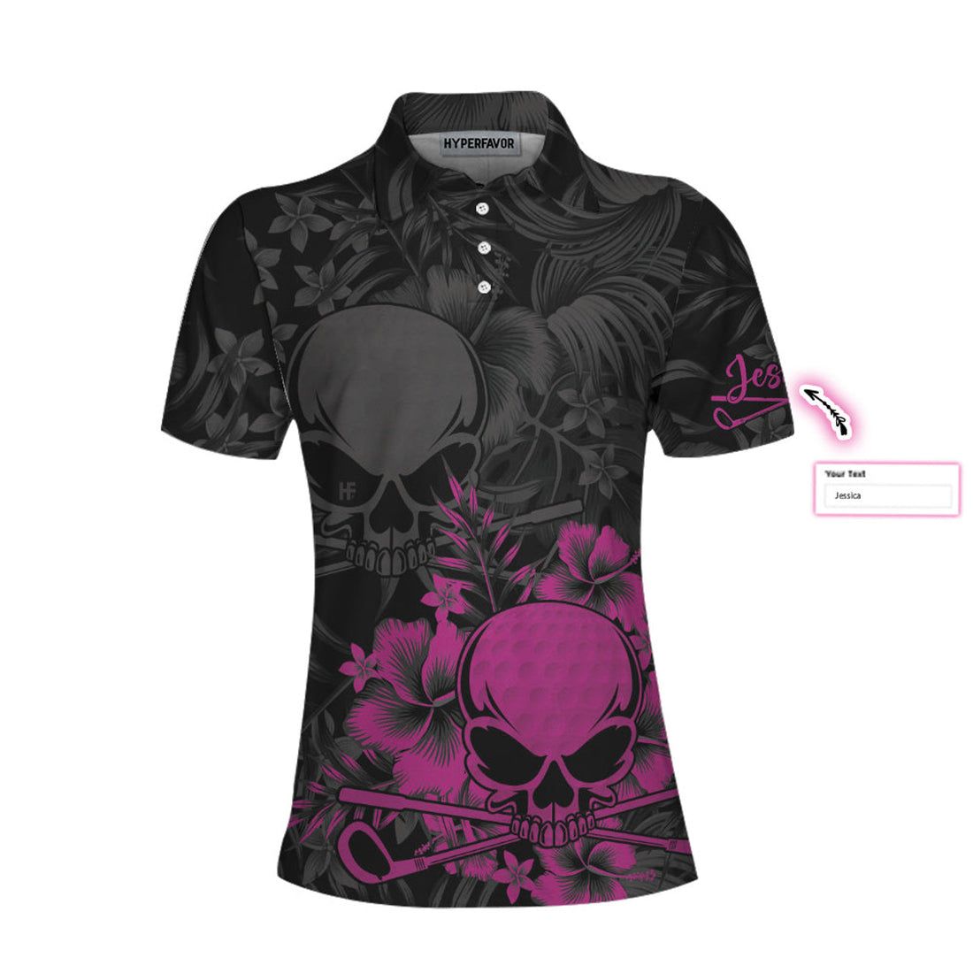 Custom Skull Girl Flower Pattern Custom Name Women Polo Shirt, Skull Girl Flower Pattern Custom Golf Shirt - Perfect Gift For Ladies, Women