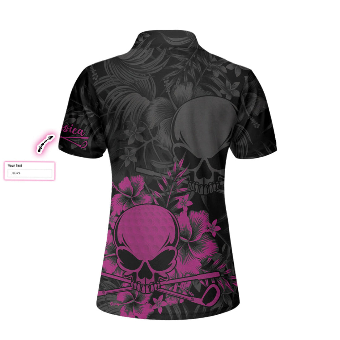Custom Skull Girl Flower Pattern Custom Name Women Polo Shirt, Skull Girl Flower Pattern Custom Golf Shirt - Perfect Gift For Ladies, Women