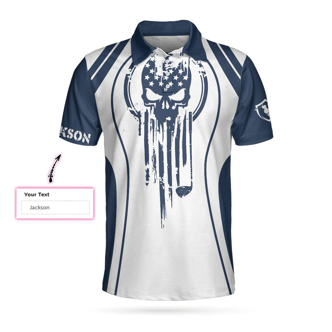 Custom Skull Golf Custom Name Polo Shirt, Personalized Skull American Flag Golf Polo Shirt - Perfect Gift For Men, Golfers