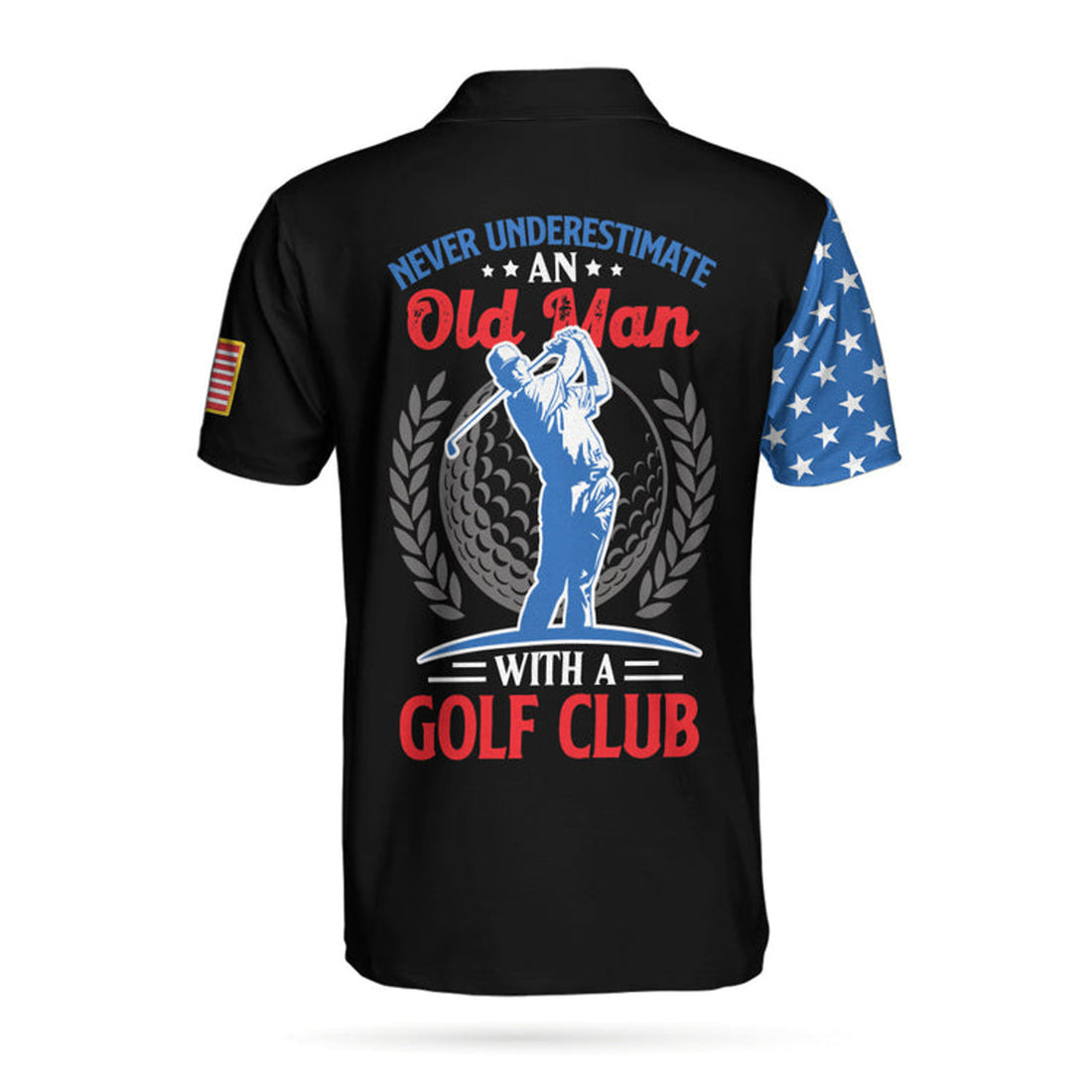 Skull Golf With American Flag Polo Shirt, Never Underate An Old Man Golfer Polo Shirt, Best Golf Shirt For Men
