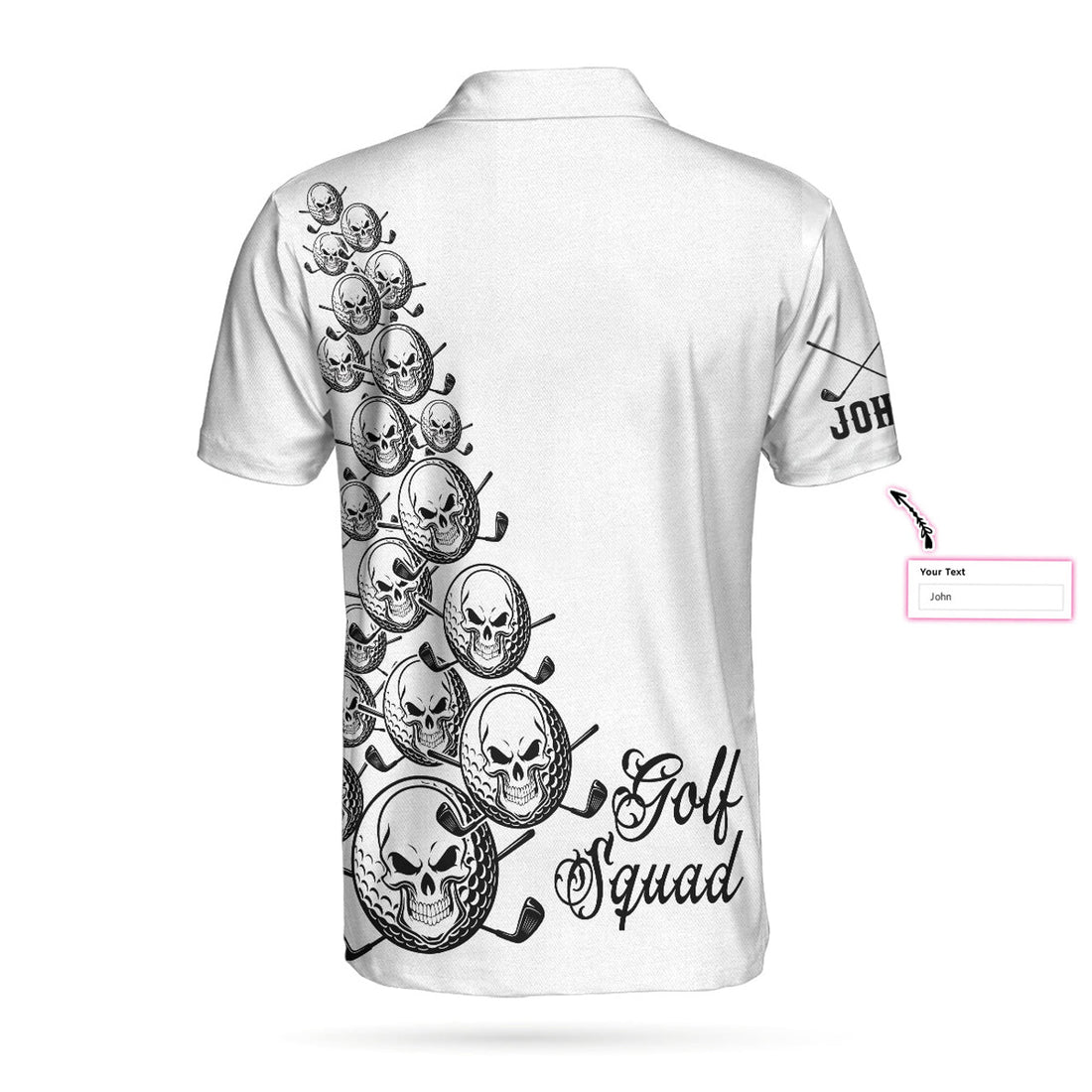 Custom Skull Golfer Custom Name Polo Shirt, White Golf Squad Shirt, Personalized Golf Shirt For Men - Perfect Gift For Men, Golfers