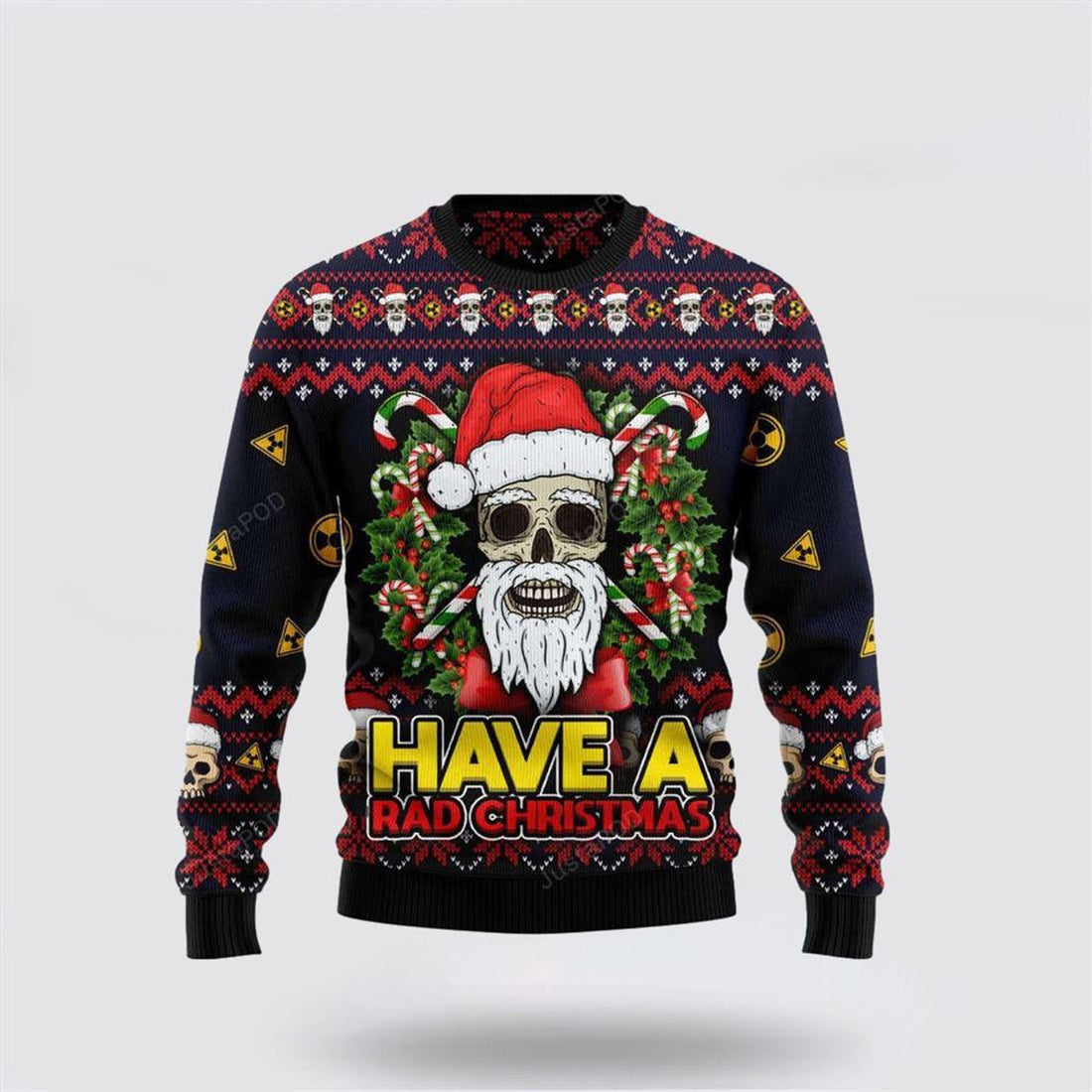 FUNSTUFFPRINT Skull Have A Rad Christmas Ugly Sweater - Christmas Gifts For Frends Ugly Sweater