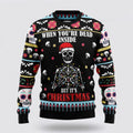 FUNSTUFFPRINT Skull Inside Christmas Ugly Sweater Festive Attire For Men And Women - Christmas Gifts For Frends Ugly Sweater