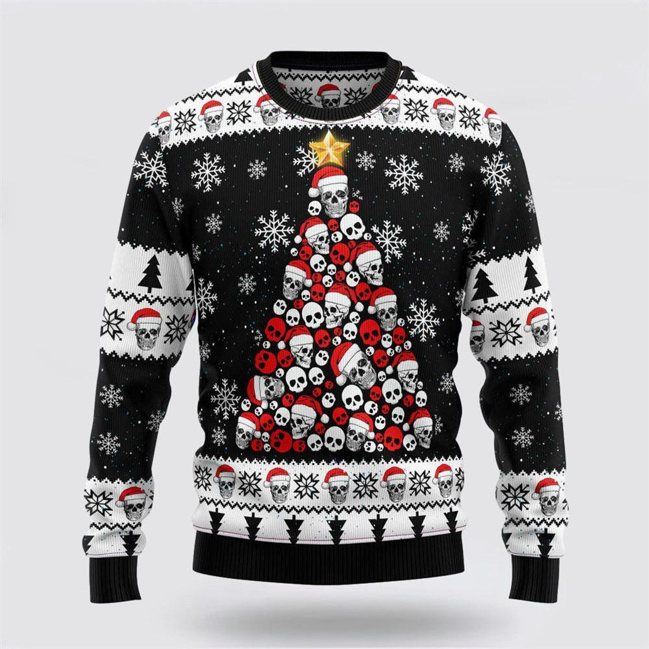 FUNSTUFFPRINT Skull Pine Tree Ugly Christmas Sweater Funny Sweaters for Men & Women – Christmas Gifts For Frends Ugly  Sweater