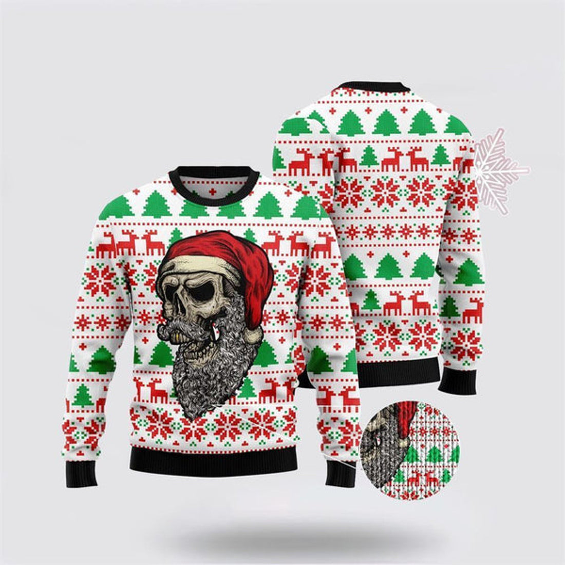 FUNSTUFFPRINT Skull Santa Claus Costume Ugly Christmas Sweater For Men And Women, Best Gift For Christmas, The Beautiful Winter Christmas Outfit Ugly Sweater