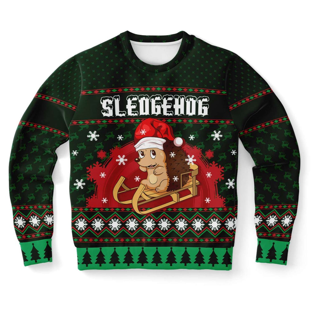 FUNSTUFFPRINT Sledgehog Ugly Christmas Sweater, Christmas Sweater, Ugly Sweater, Funny Xmas Sweaters Ugly Sweater