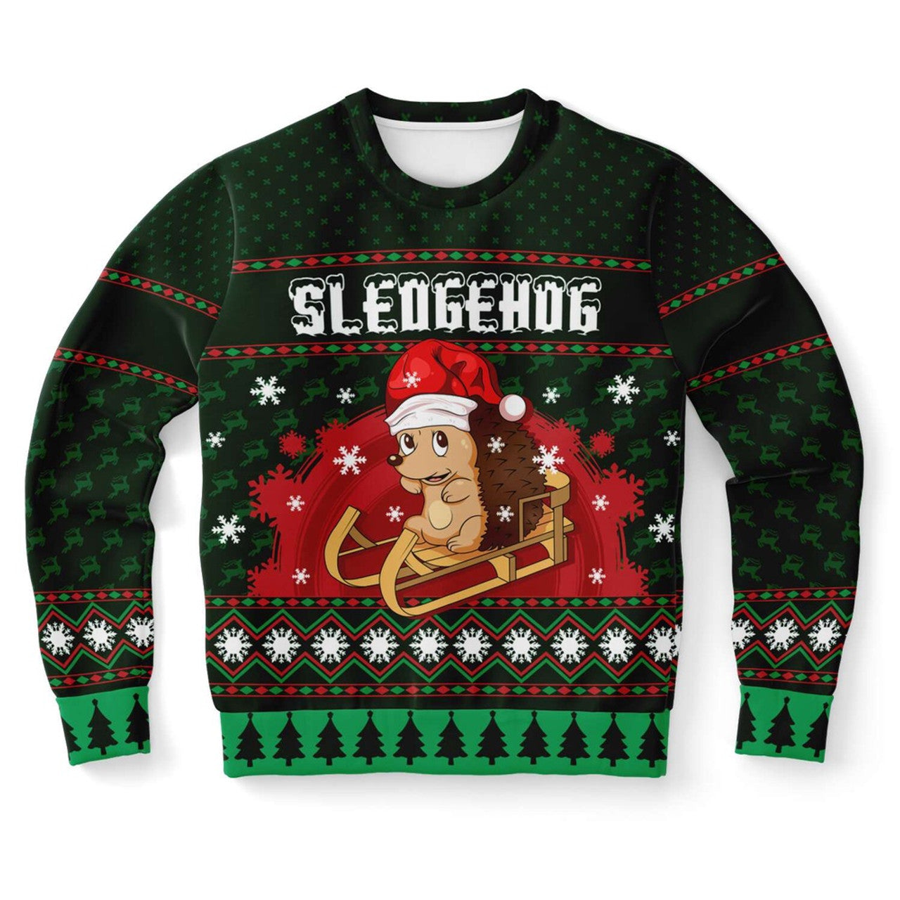FUNSTUFFPRINT Sledgehog Ugly Christmas Sweater, Christmas Sweater, Ugly Sweater, Funny Xmas Sweaters Ugly Sweater
