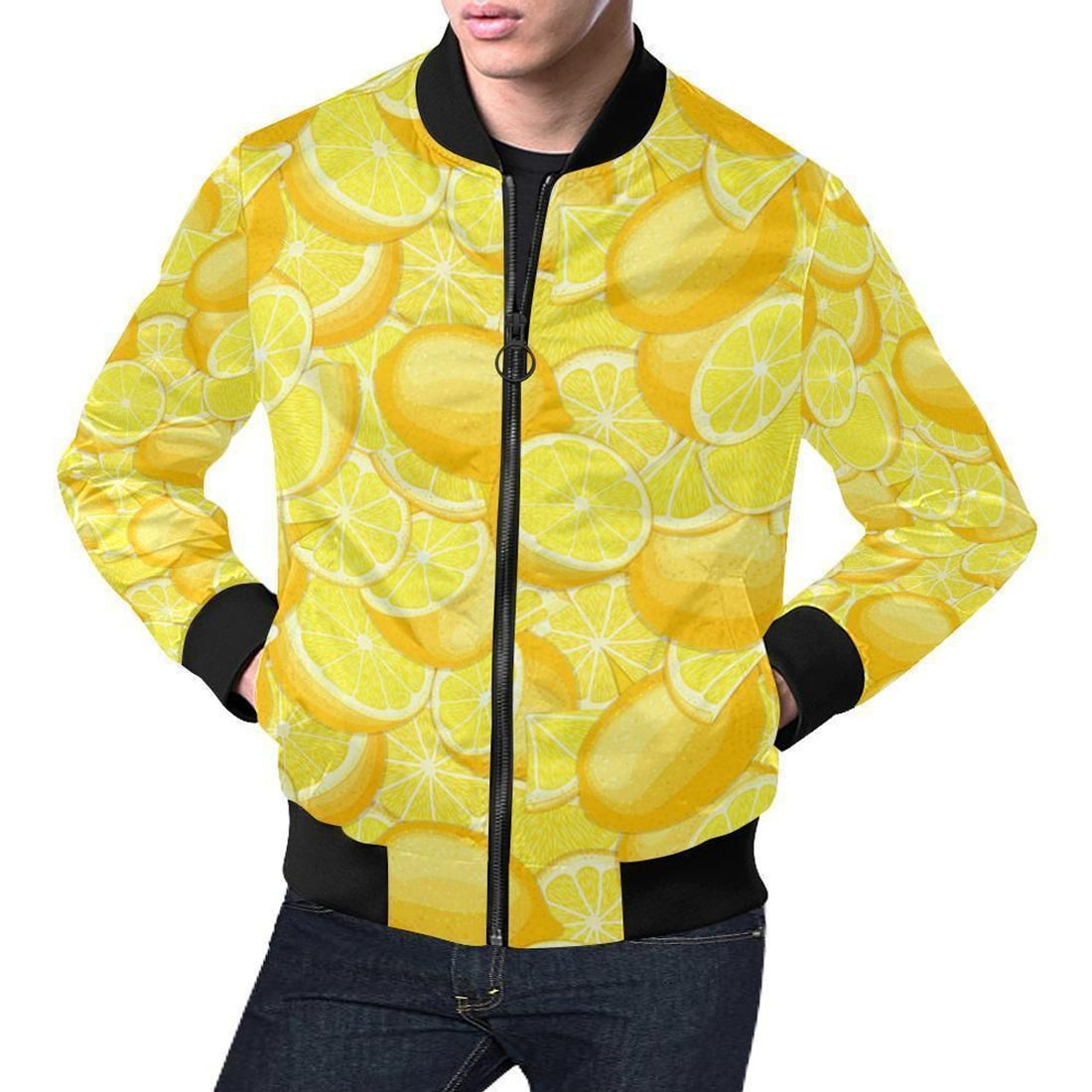 FUNSTUFFPRINT Slice Lemon Pattern Print Mens 3D Bomber Jacket