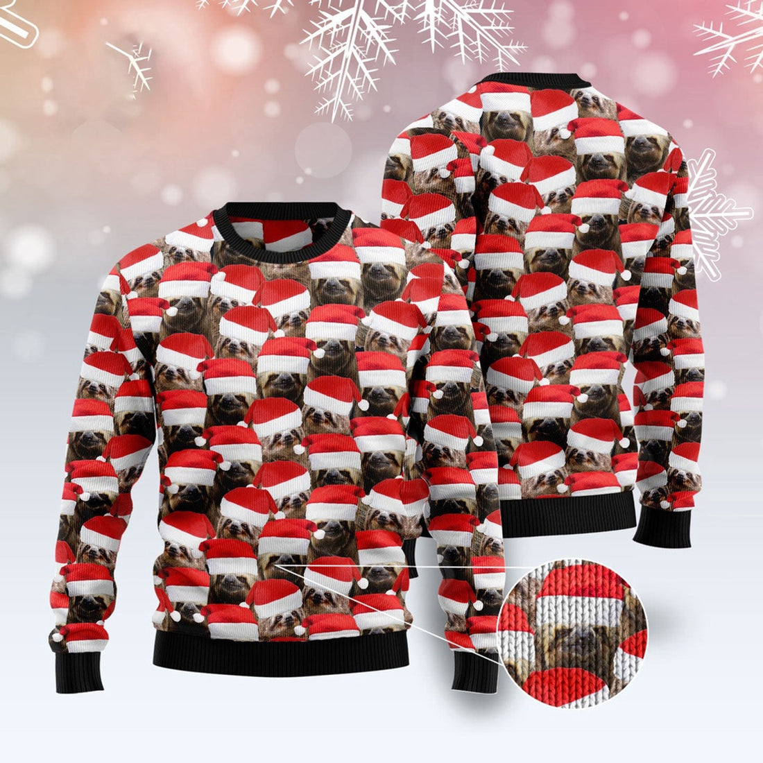 FUNSTUFFPRINT Sloth Group Awesome Ugly Christmas Sweater, Christmas Sweater, Ugly Sweater, Funny Xmas Sweaters Ugly Sweater