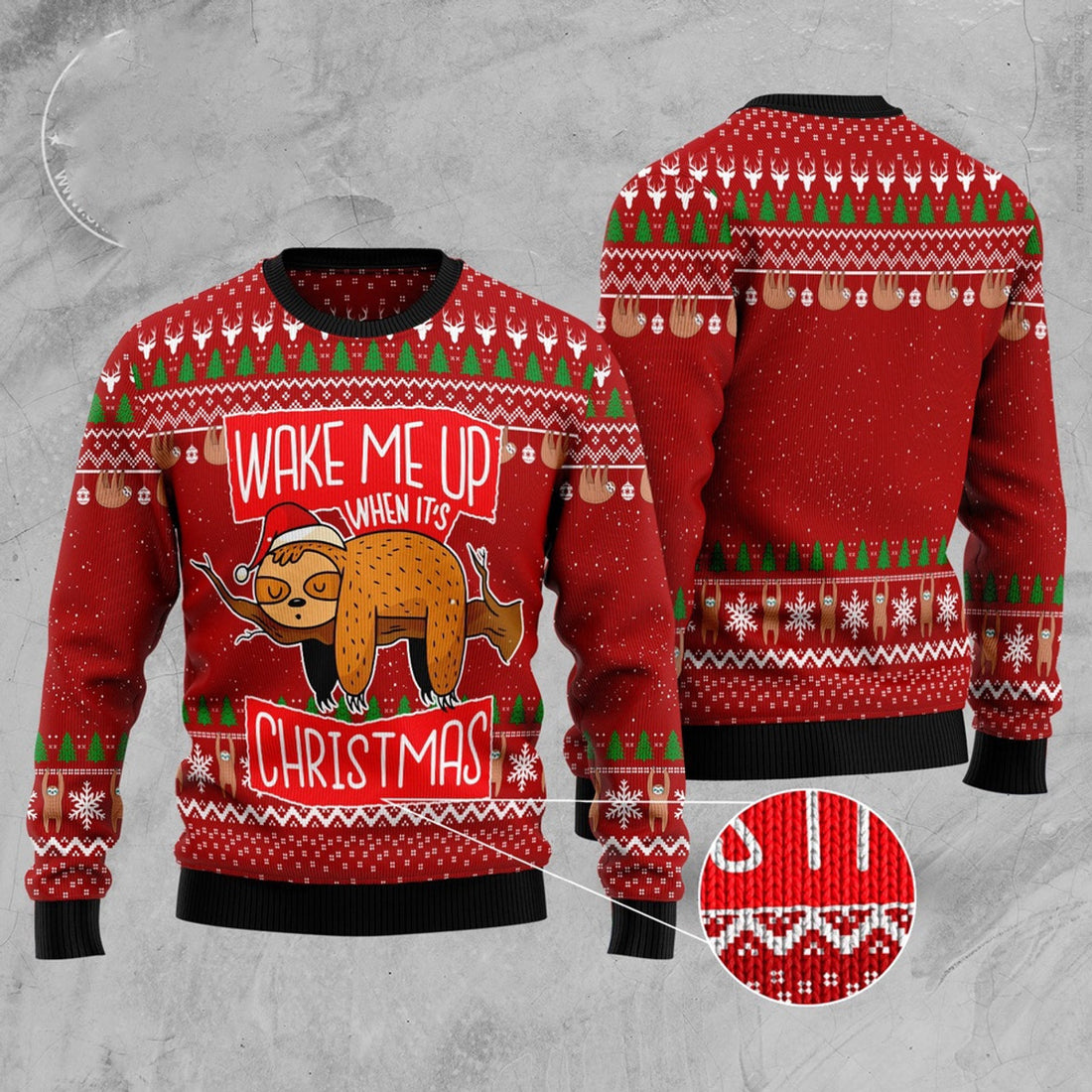 FUNSTUFFPRINT Sloth It'S Christmas Ugly Christmas Sweater, Christmas Sweater, Ugly Sweater, Funny Xmas Sweaters Ugly Sweater