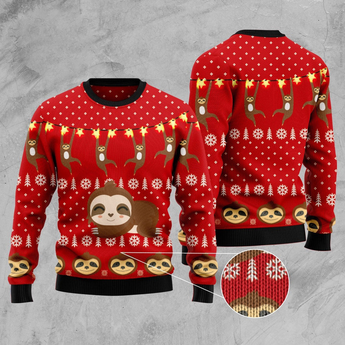 FUNSTUFFPRINT Sloth Lover Ugly Christmas Sweater, Christmas Sweater, Ugly Sweater, Funny Xmas Sweaters Ugly Sweater