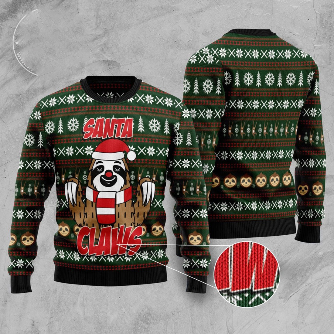 FUNSTUFFPRINT Sloth Santa Claws Ugly Christmas Sweater, Christmas Sweater, Ugly Sweater, Funny Xmas Sweaters Ugly Sweater