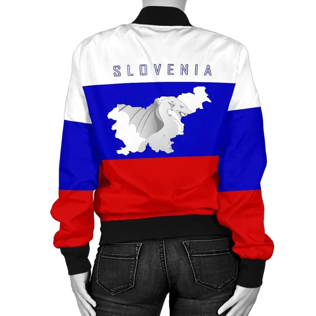 FUNSTUFFPRINT Slovenia Bomber Jacket Dragon Flag Women 3D Bomber Jacket