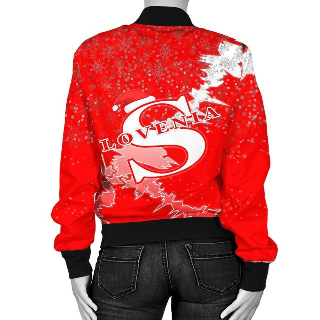 FUNSTUFFPRINT Slovenia Christmas Coat Of Arms Women Bomber Jacket Style 3D Bomber Jacket