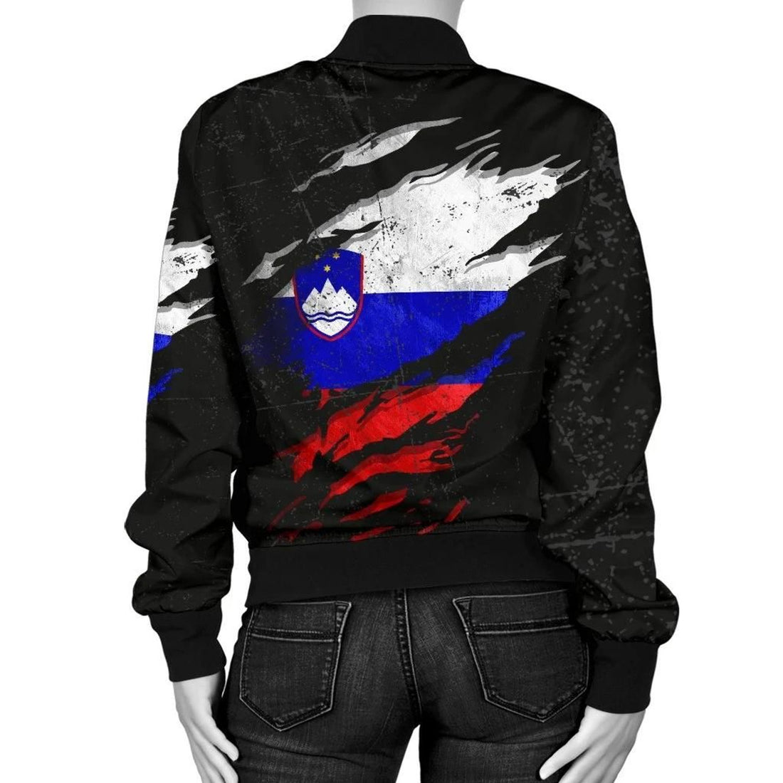 FUNSTUFFPRINT Slovenia In Me Women's Bomber Jacket - Special Grunge Style 3D Bomber Jacket