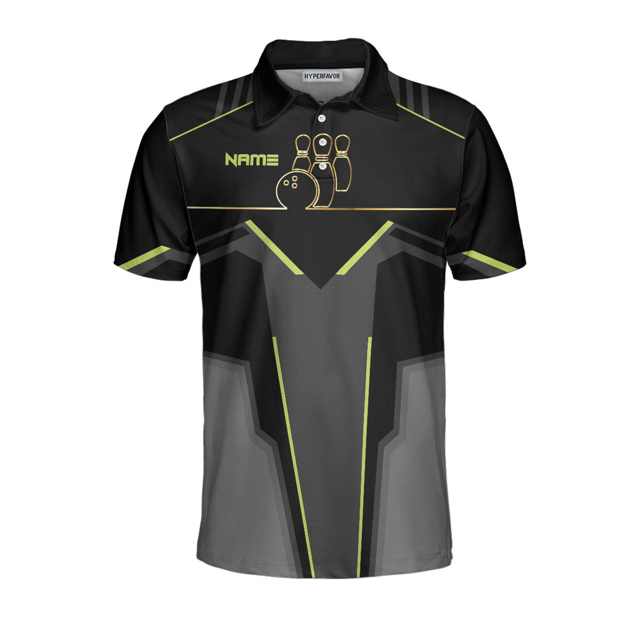 Slow Roll Black And Golden Pattern Custom Bowling Polo Shirt, Personalized Bowling Shirt For Men, Best Gift For Bowler - Perfect Gift For Men