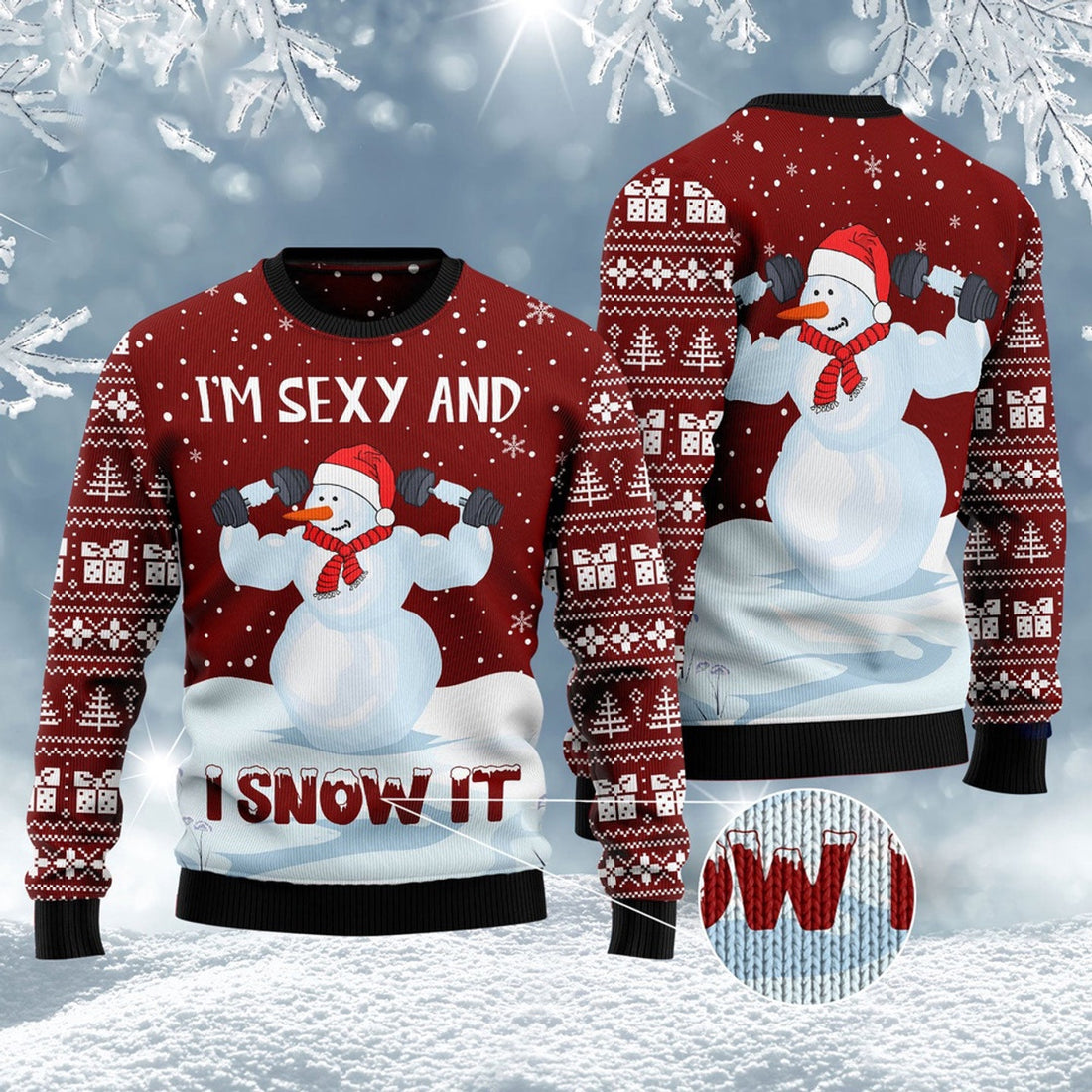 FUNSTUFFPRINT Snowman Christmas Ugly Christmas Sweater, Christmas Sweater, Ugly Sweater, Funny Xmas Sweaters Ugly Sweater