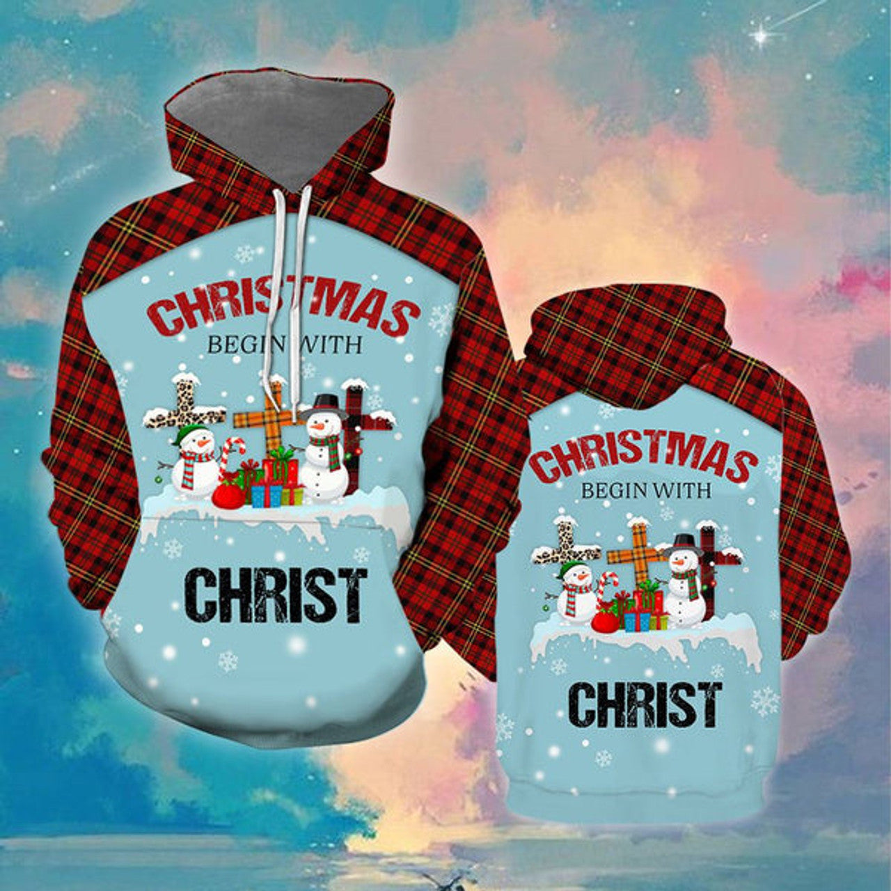 FUNSTUFFPRINT 3D Snowman Mery Christmas All Over 3D Hoodie and Zip Hoodie