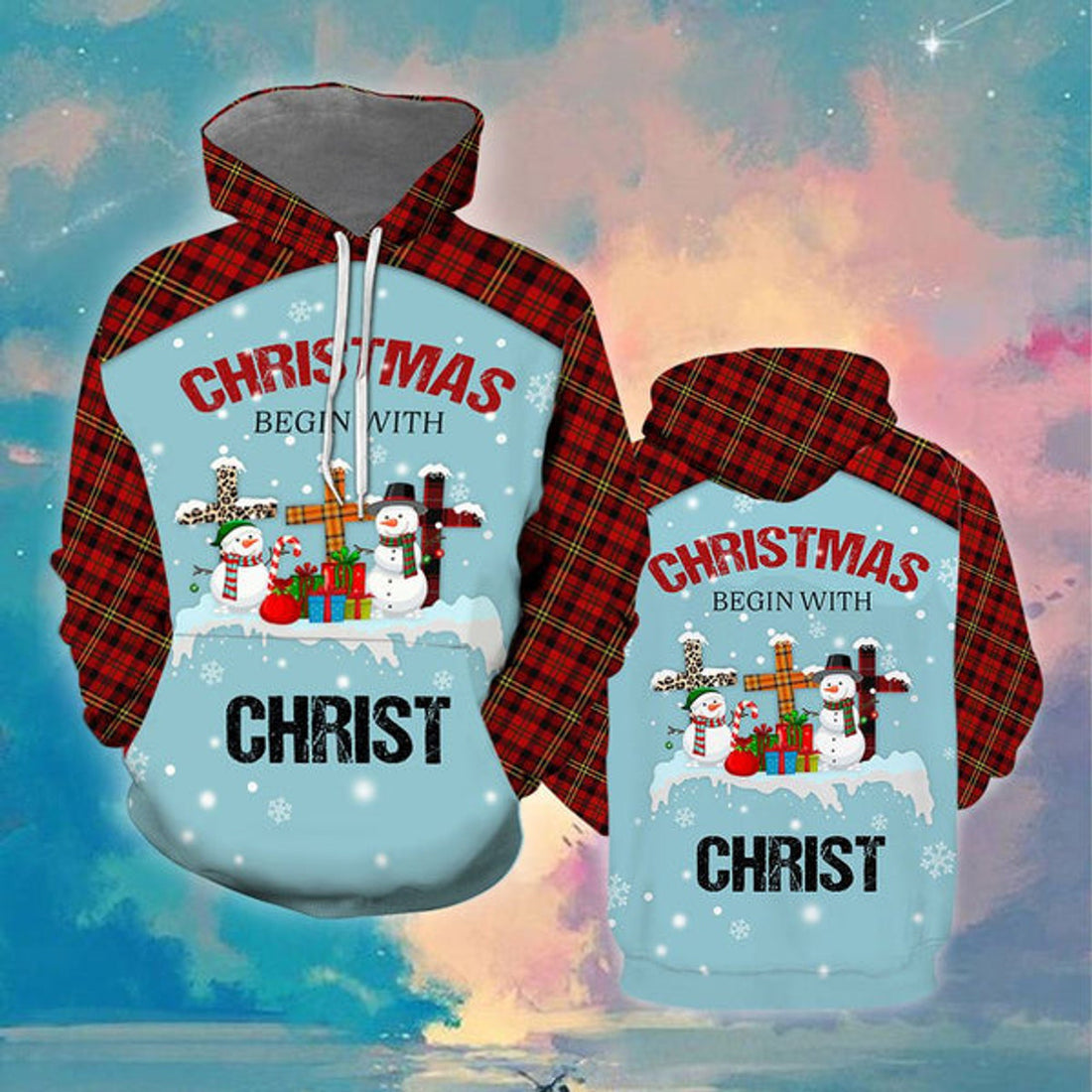 FUNSTUFFPRINT 3D Snowman Mery Christmas All Over 3D Hoodie and Zip Hoodie