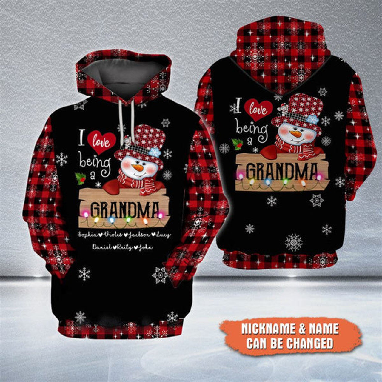 FUNSTUFFPRINT 3D Snowman Nana Mom Christmas All Over 3D Hoodie and Zip Hoodie