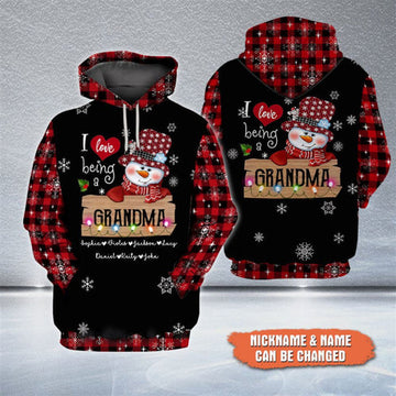 FUNSTUFFPRINT 3D Snowman Nana Mom Christmas All Over 3D Hoodie and Zip Hoodie