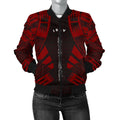 FUNSTUFFPRINT Society Islands Women Bomber Jacket - Polynesian Tattoo Red 3D Bomber Jacket