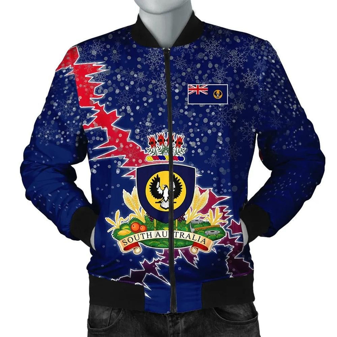 FUNSTUFFPRINT South Australia Christmas Coat Of Arms Men Bomber Jacket Style 3D Bomber Jacket
