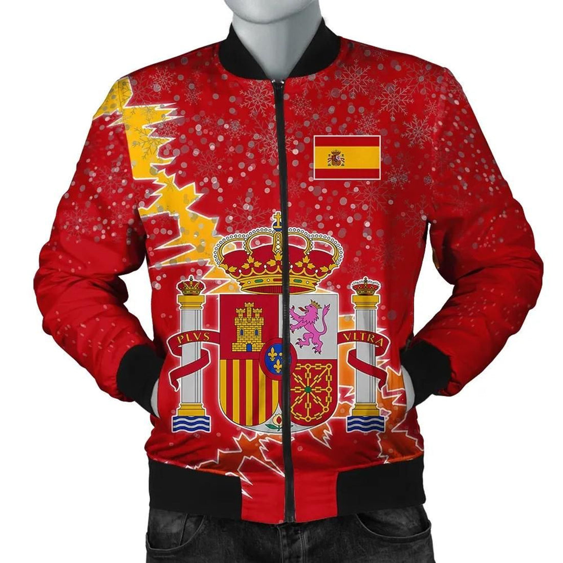 FUNSTUFFPRINT Spain Christmas Coat Of Arms Men Bomber Jacket Style 3D Bomber Jacket