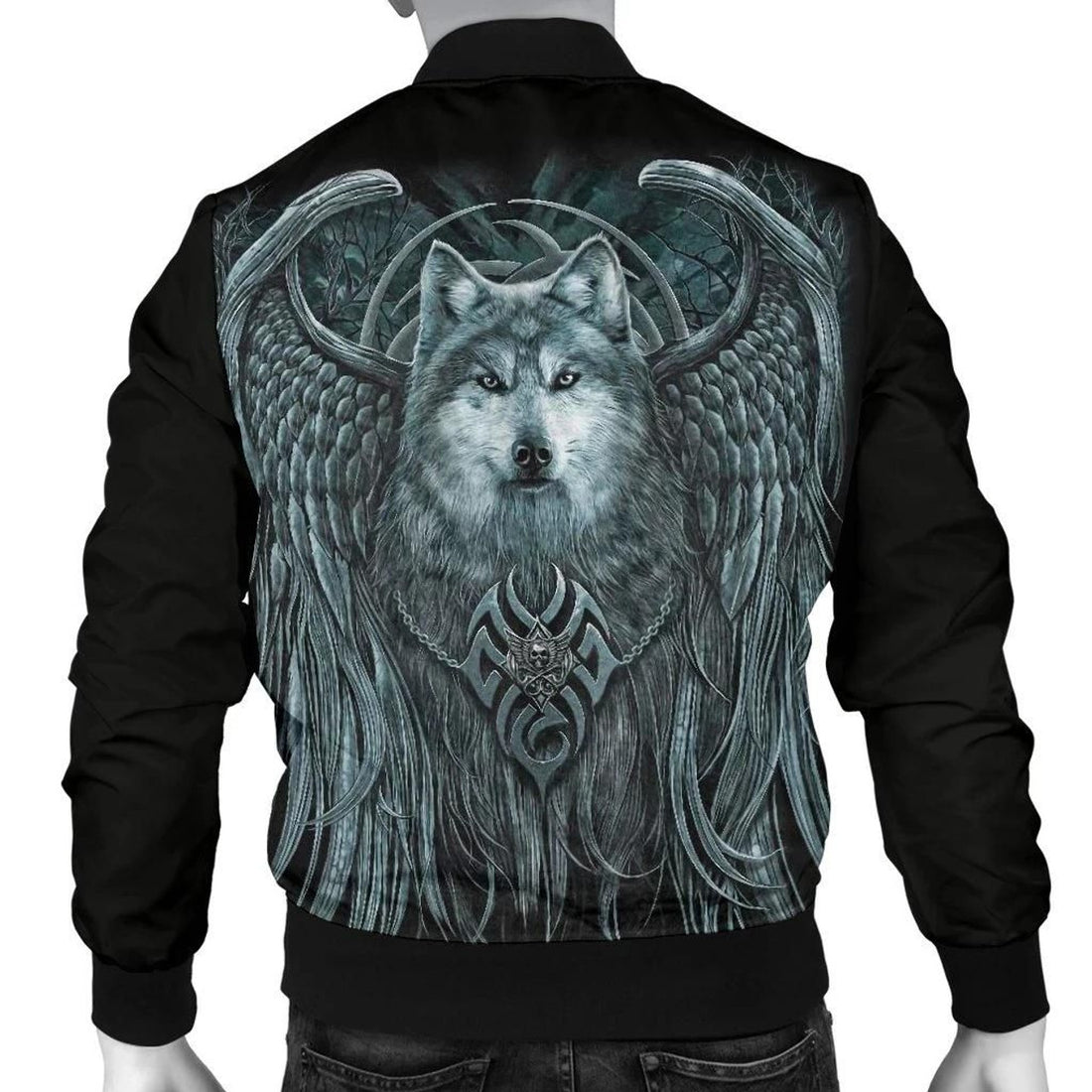 FUNSTUFFPRINT Spiral Wolf Spirit Men's 3D Bomber Jacket