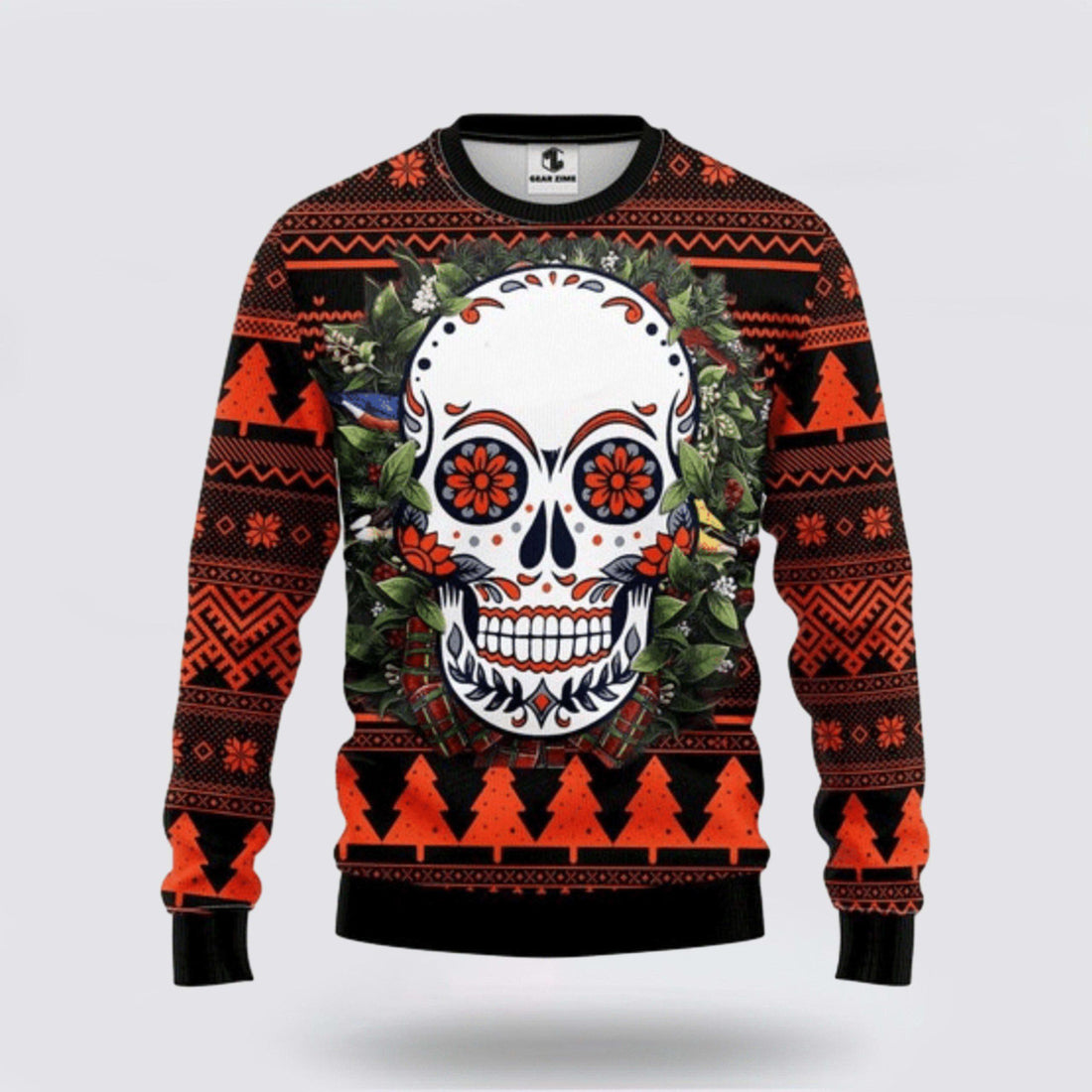FUNSTUFFPRINT Spook Up Christmas With A Trendy Skull Ugly Sweater - Christmas Gifts For Frends Ugly Sweater