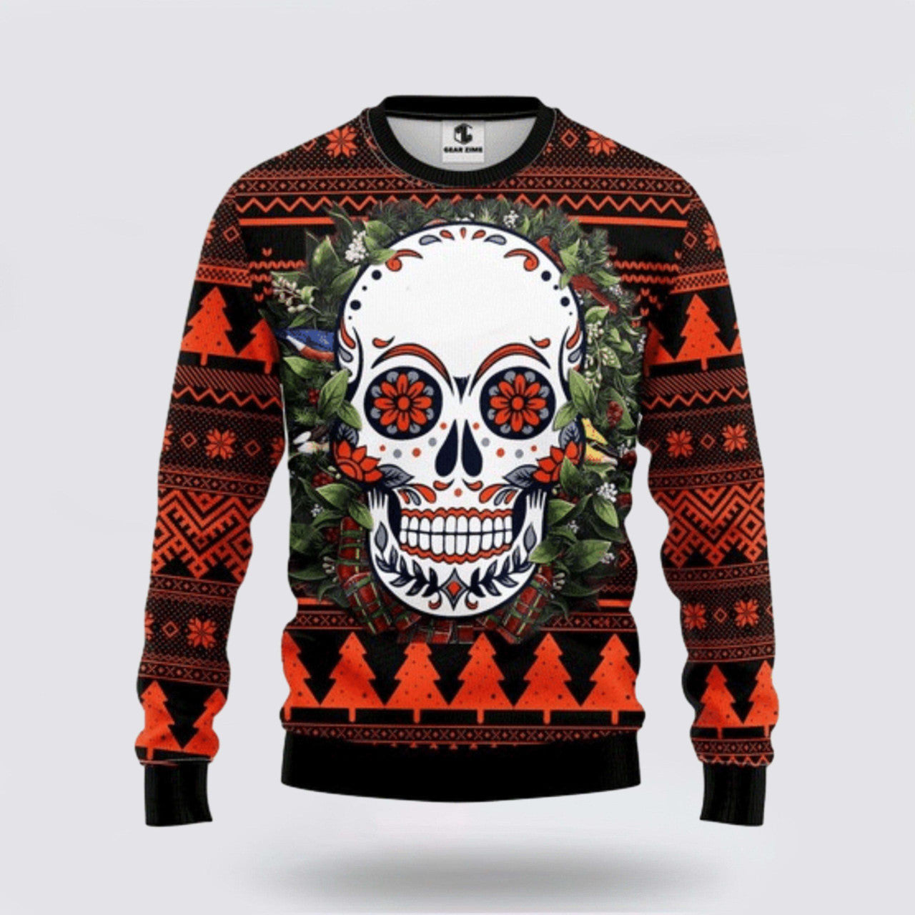 FUNSTUFFPRINT Spook Up Christmas With A Trendy Skull Ugly Sweater - Christmas Gifts For Frends Ugly Sweater