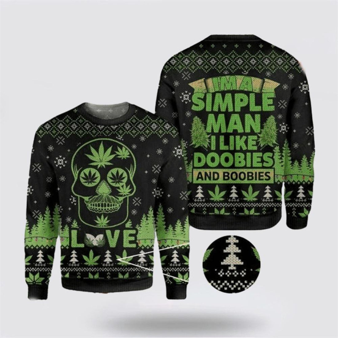 FUNSTUFFPRINT Spookily Festive Skull Christmas Ugly Sweater - Christmas Gifts For Frends Ugly Sweater