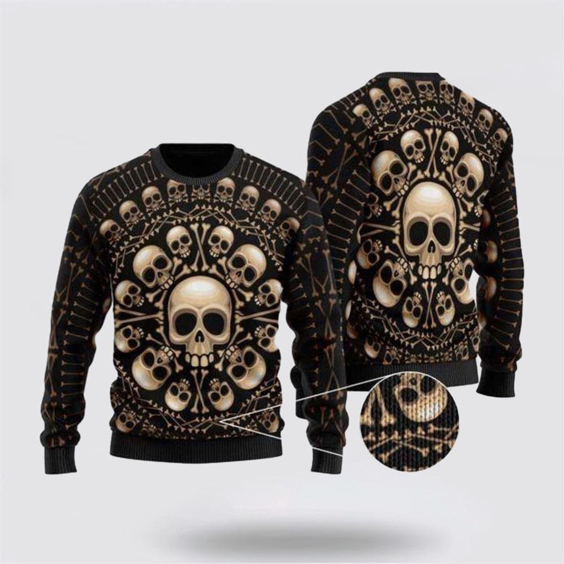 FUNSTUFFPRINT Spooktacular Skull Pattern Ugly Christmas Sweater – Christmas Gifts For Frends Ugly  Sweater
